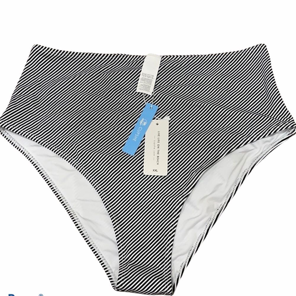 Cupshe Striped High Waisted Bikini Bottoms NWT